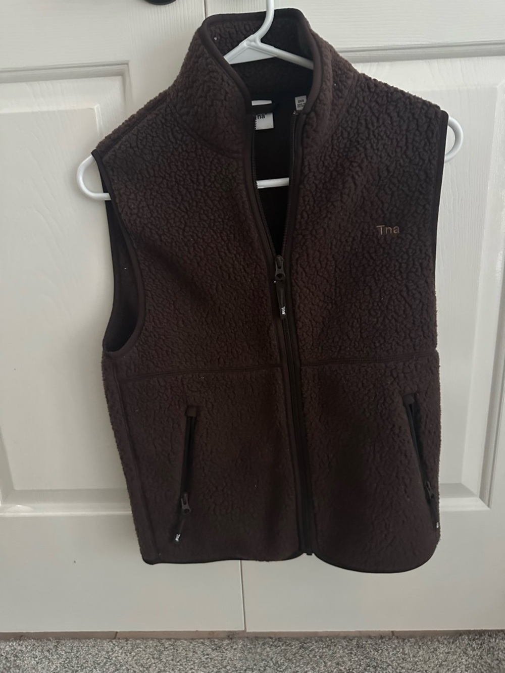 Artizia TNA Polar Sherpa Fleece Vest in Dark Brown